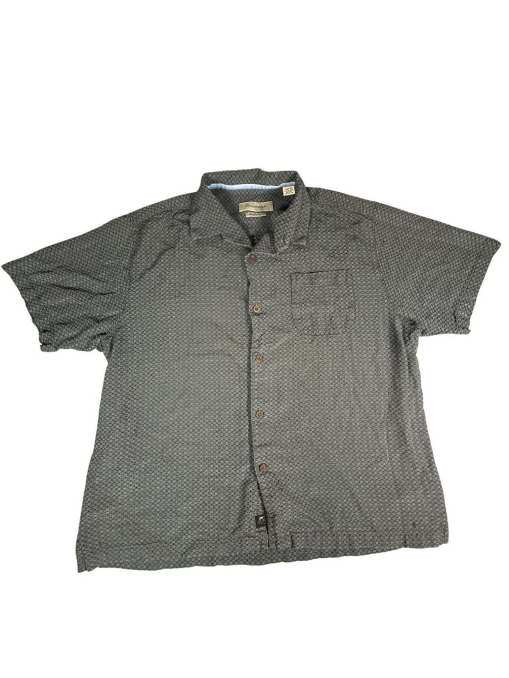 Tommy Bahama Original Fit XL Gray Silk Cotton Blend Mens Button-Up Shirt